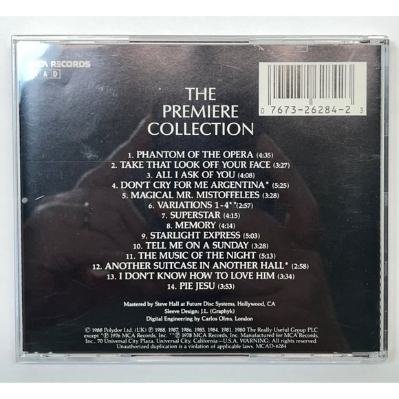 The Best of Andrew Lloyd Webber the Premiere Collection CD 1988 Evita Phantom - Picture 3 of 5